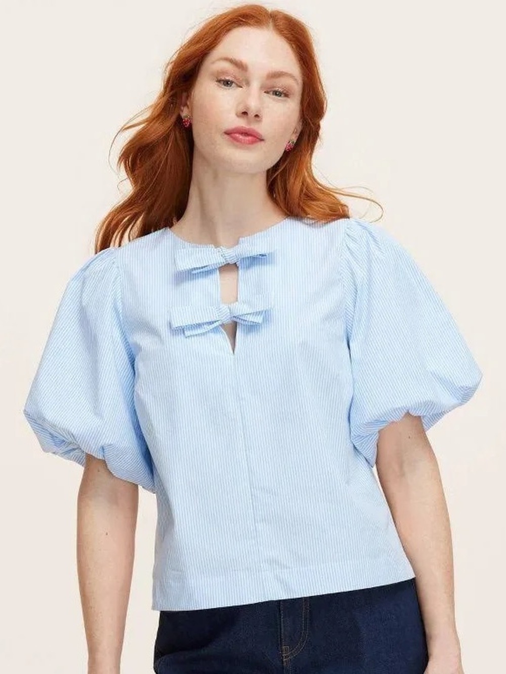 Target x kate spade new york | Striped Blue Puff Sleeve Blouse | 2X